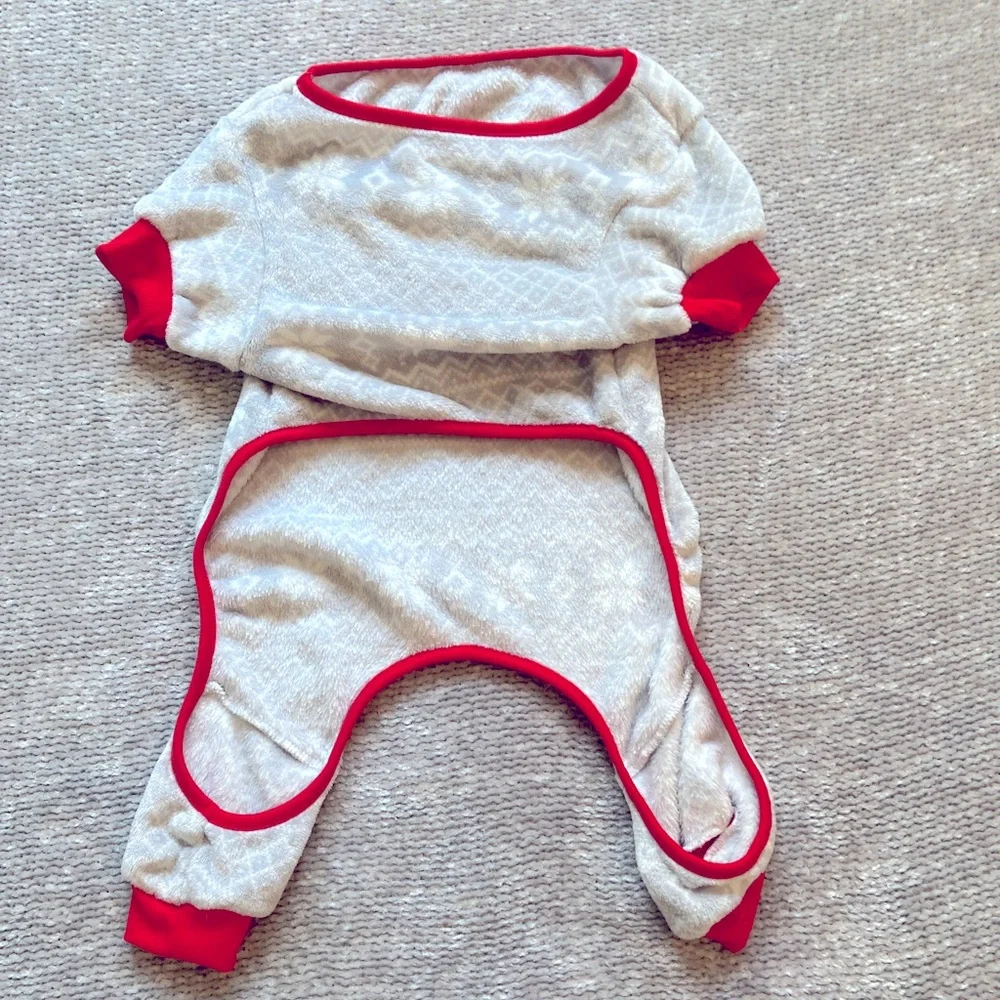 Fleece Dog Pajamas Holiday Winter Snowflake‎ Christmas Cozy Soft XL